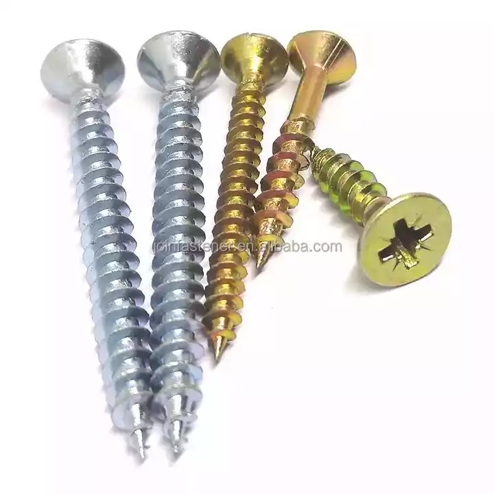 Zinc Plated Screw M5x40 Chipboard Screw Csk Counstersunk Head Pozi Drive Self Tapping Screw with Nibs Factory Price Yellow
