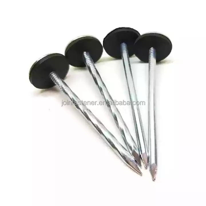 Galvanized roofing nail, twist shank with washer