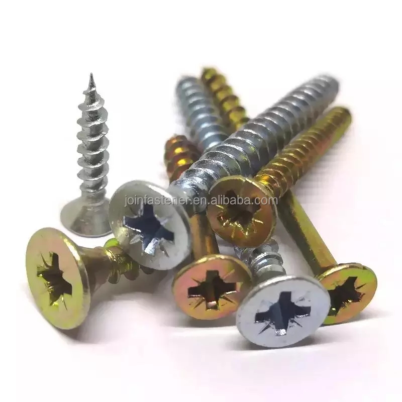 Factory customized chipboard screw steel pan head flat tail pt thread self tapping screw for plastic