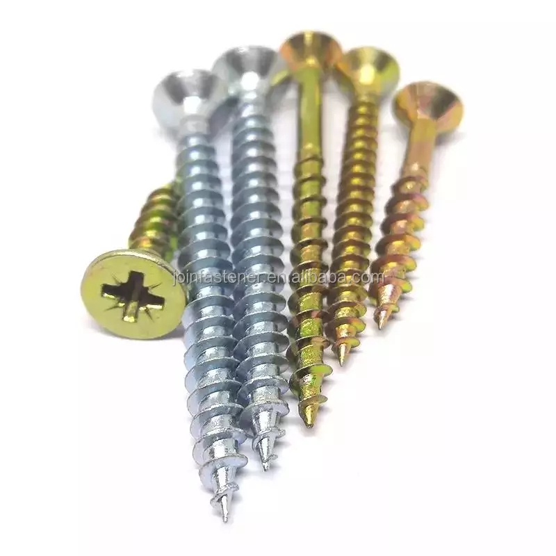 Online sales OEM 5.0 X 40mm Wood Screw Yellow Zinc Plated Double Flat Head Full Thread Countersunk Pozi Drive Chipboard Screws