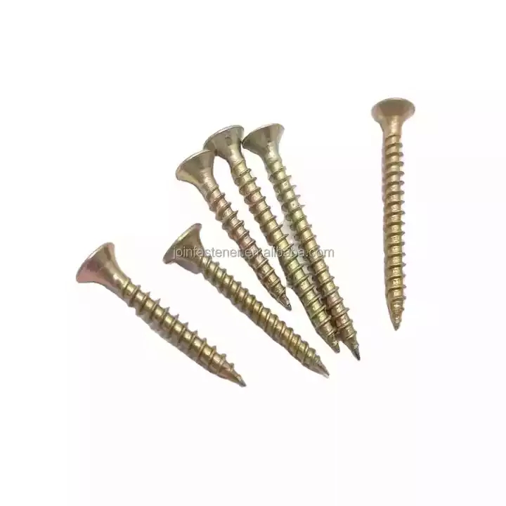 Zinc Plated Screw M5x40 Chipboard Screw Csk Counstersunk Head Pozi Drive Self Tapping Screw with Nibs Factory Price Yellow